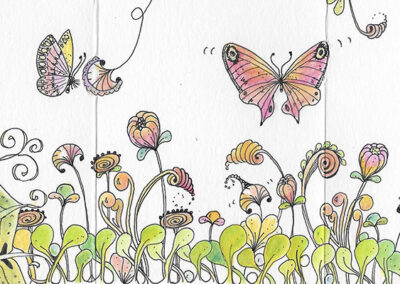Schmetterlings ZenGarten – mit Zentangle®-Mustern